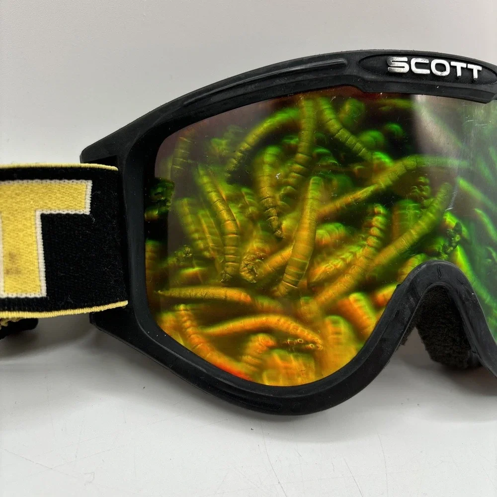 Rare Scott Ski Goggles Hologram Worms Vintage 90's Needs Foam Replaced Scratched